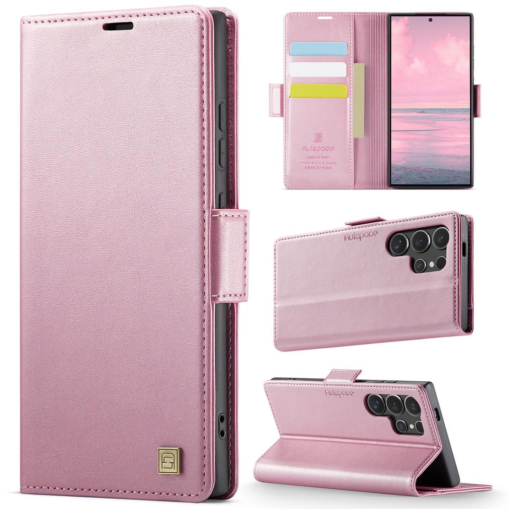 RFID Blocking Flip Wallet Case for Samsung S25 Edge/S25 Ultra/S24 - Premium PU Leather Protective Cover
