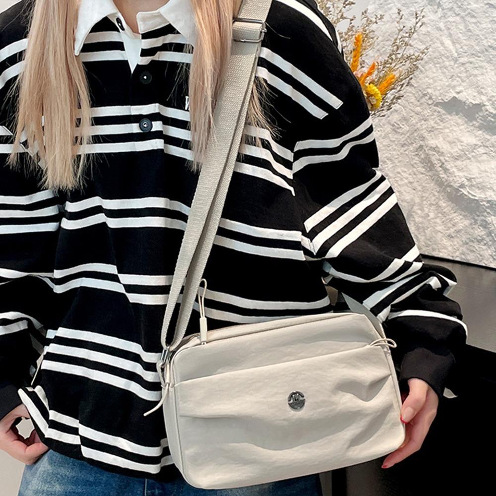 Large Capacity Square Crossbody Bag Multi-layer Single Shoulder Bag Nylon Messenger Bag  Shopping