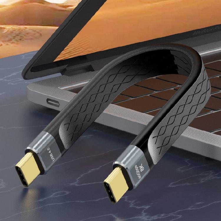 Short USB4 C Cable 5.9Inch Flat 40Gbps Speed 240W Charging 8K60hz Video For Phone Pad eGPU and More USB C Devices