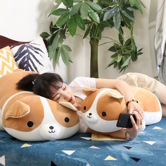 40cm Corgi Hund Plyschkudde PP Bomullsfyllning Söt Liggande Valp Docka Plyschdjur Sovkudde Valp Plyschleksak