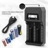 18650 Battery Charger 2 Slots Dual 18650 Charging 3.7V Rechargeable Lithium Battery USB Charger for 26650 21700 16340 14500