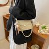 with Ribbon PU Leather Shoulder Bag Korean Style Chain Crossbody Bag Small Square Bag  Outdoor