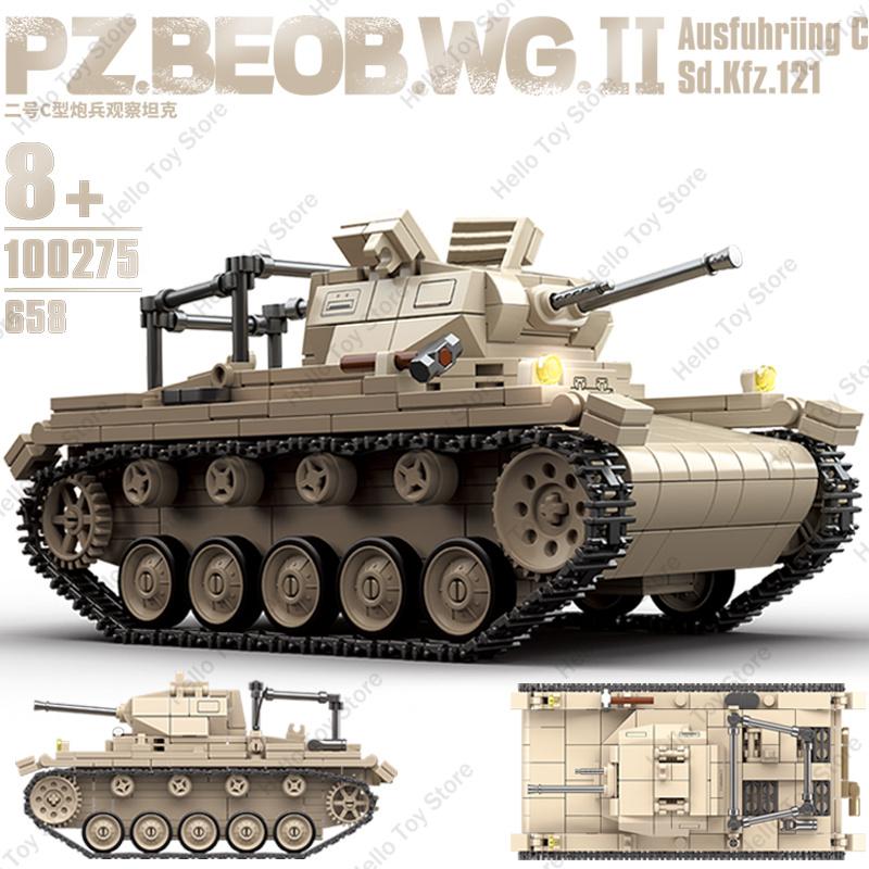 

WW2 Military German Army Classic Model No.2 C-type Artillery Observation Panzer II Tank Building Blocks Figures Bricks Toys Gift