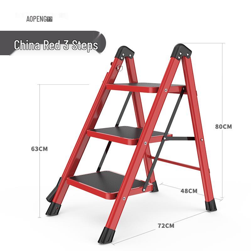 Multi-Functional Telescopic A-Frame Ladder: Indoor Folding Ladder with 3-4 Steps, Thickened for Stability.