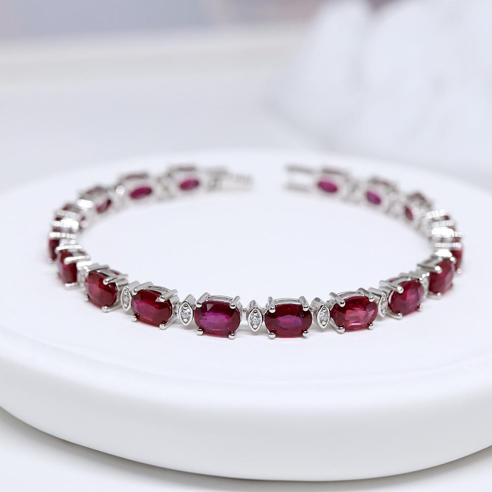 True Gemstone Natural Filled Ruby Bracelet Noble Elegant Feminine 925 Sterling Silver Fine Jewelry Anniversary & Wedding Gift