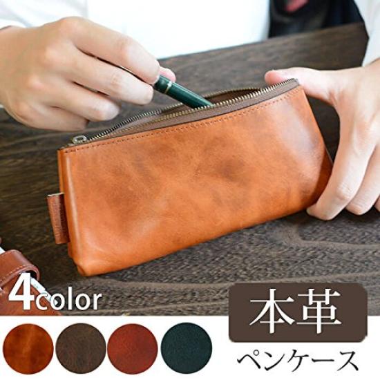 Endmark Genuine Leather Pencil Large Simple Made In Night Blue Case, Capacity, Design, Men's, Japan,