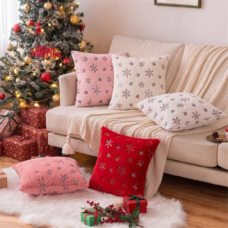 Plush Snowflake Pillowcase Christmas Decoration Cushion Cover Pillow Covers Home