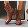 New Western Boo Cowgirl High Knee Boots New Trend Wedge Heels Embroidered Winter Shoes for Women Brown Cowgirl Cowboy Boots