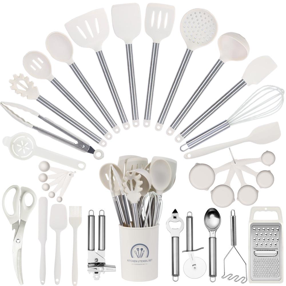 34-Piece Heat-Resistant Silicone Cookware Set for Non-Stick Pans - Includes Spoons, Spatulas, and Kitchen Tools