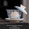 Chaxun Blue and White Linglong Porcelain Gaiwan