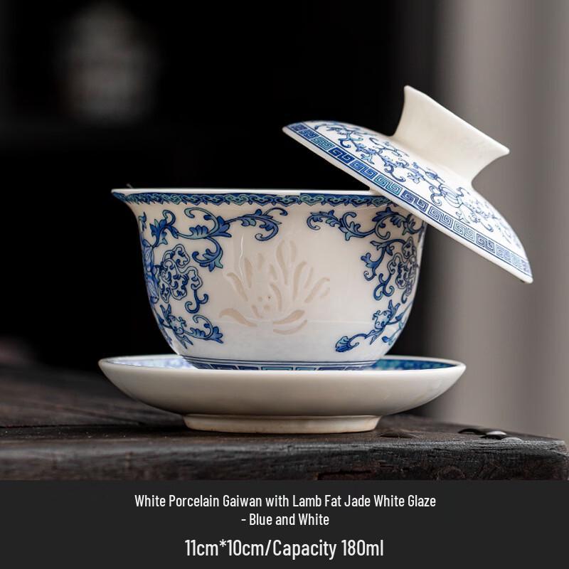 Chaxun Blue and White Linglong Porcelain Gaiwan