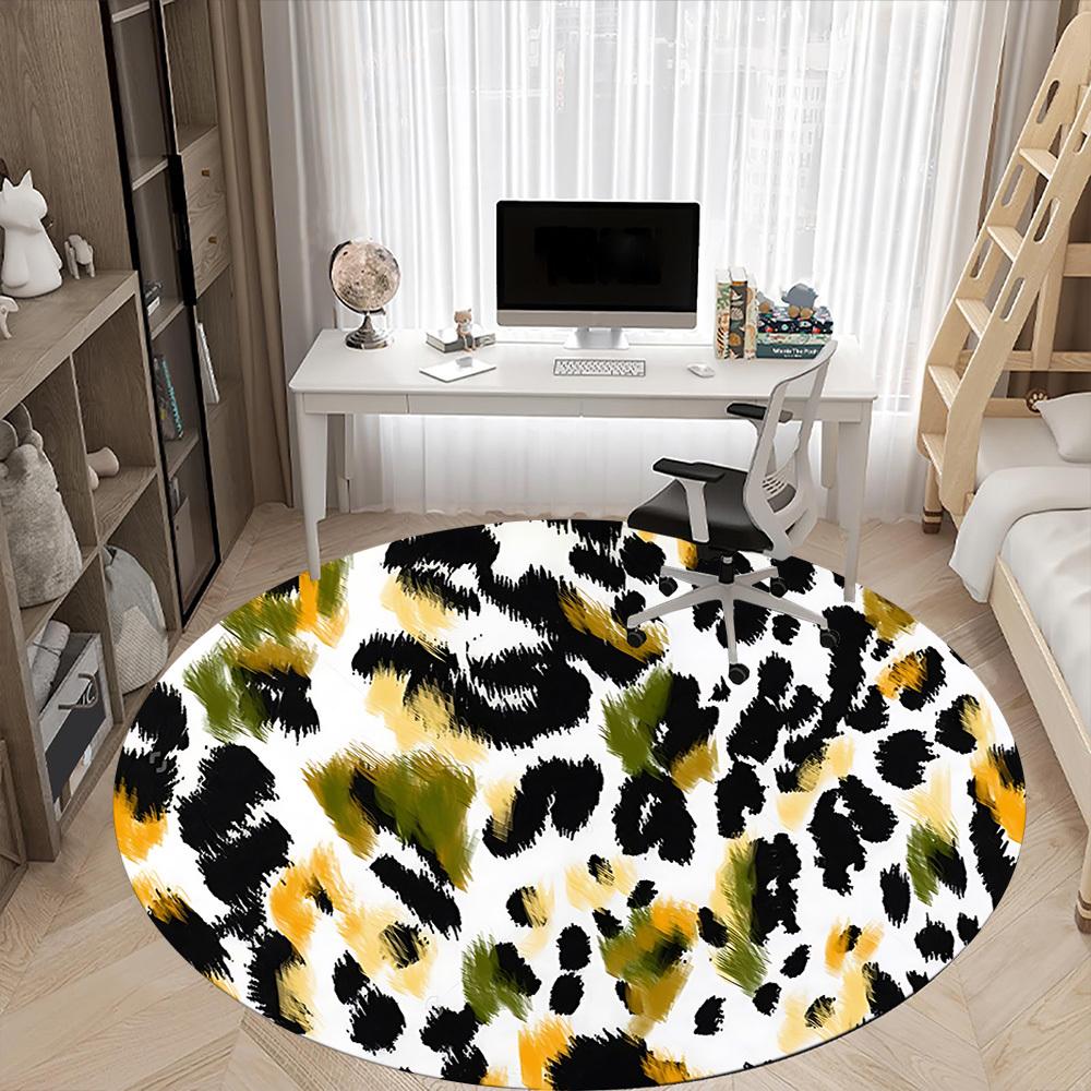 1PC Leopard Print Chair Carpet for Office Non-Slip, Lightweight, Machine Washable Rug for Office, Sleeping, Room - Holiday Decoryy251009082