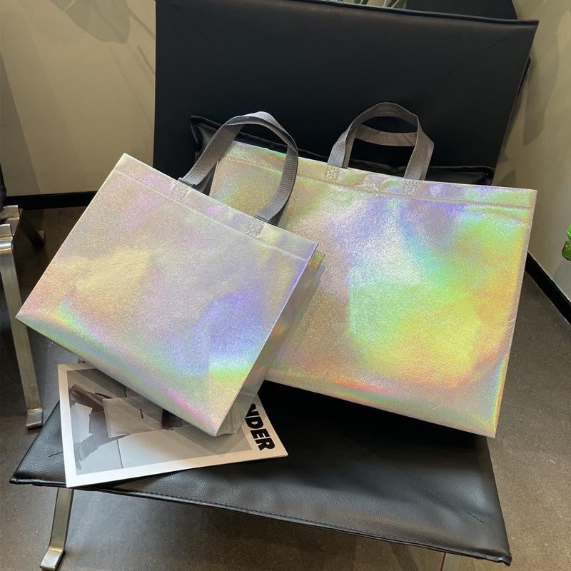 Eco-Friendly Silver Laser Non-Woven Women's Shopping Gift Bags