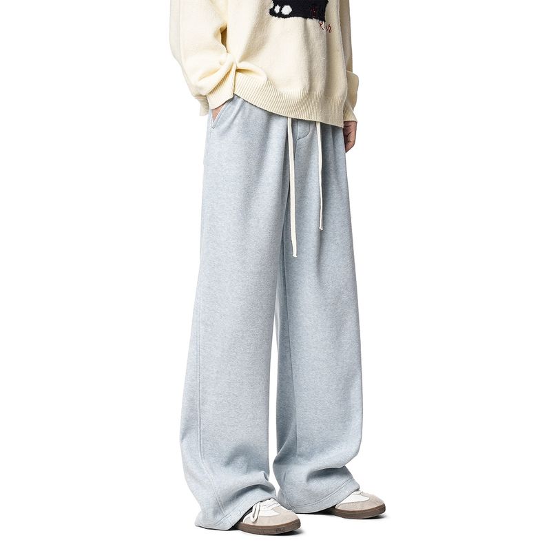 51 Hip-Hop American Style Solid Color Casual Sweatpants Men's Pants Winter Thickened Trendy Brand Fleece-Lined Straight-Leg Casual Long Pants Women's