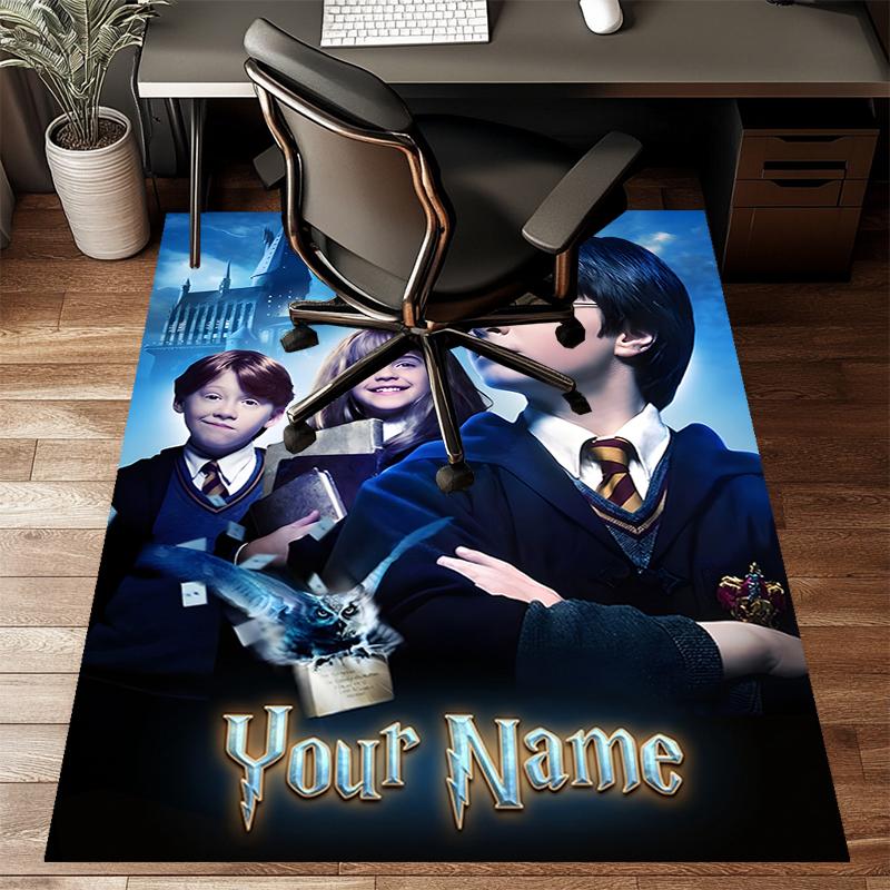 Hogwarts Design Area Rug Personalized Name- Non-Slip, Soft & Cozy Floor Mat for Living Room, Office - Indoor/Outdoor Carpet