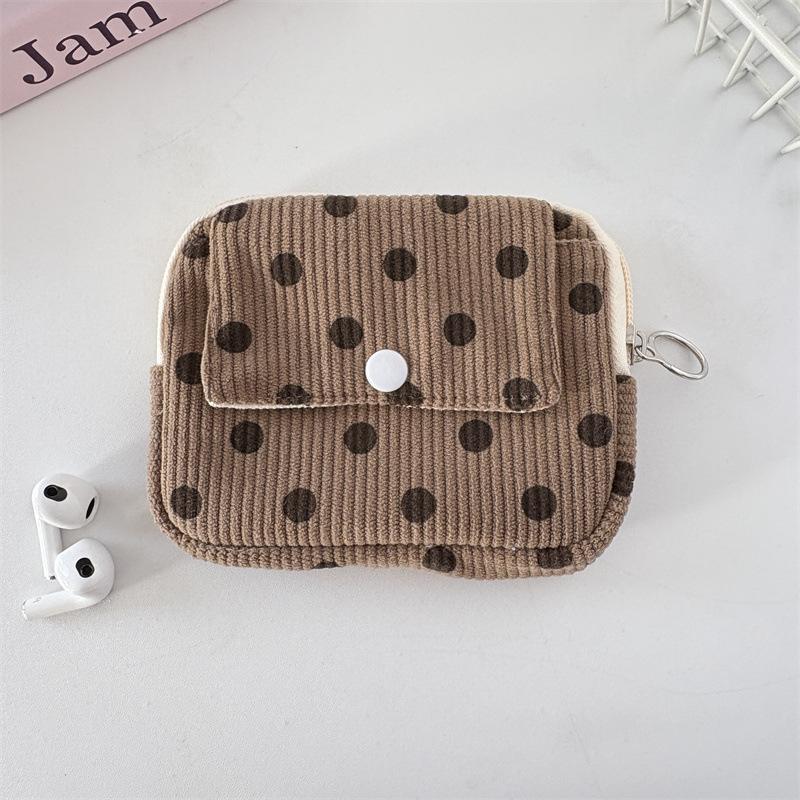 New Flower Dot Bow Print Color Coin Purse Square Hasp Zipper Corduroy Money Card Lipstick Wallet Portable Mini Card Holder Wallet