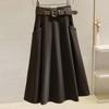 Autumn Winter Women Wool Skirt High Waist Elegant Flowy Midi Slim Fit Fashion Tummy Control Office Casual