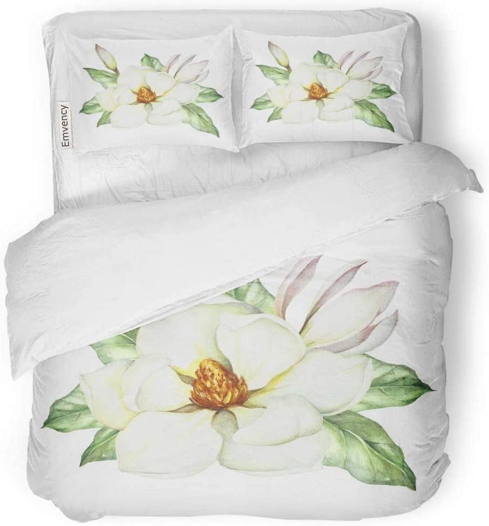 Comforter Plant White Magnolia Flower Art Bedding Set Suitable For Children Adult Bedroom Decoration