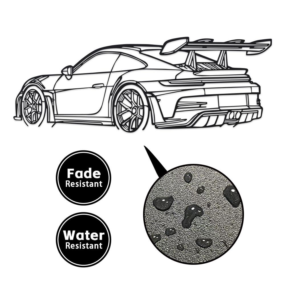 Car Metal Wall Art - Black Metal Carving, Sleek Design with Spoiler & Exhaust Pipes Easy To Hang Home Office Decor Wall Stickers