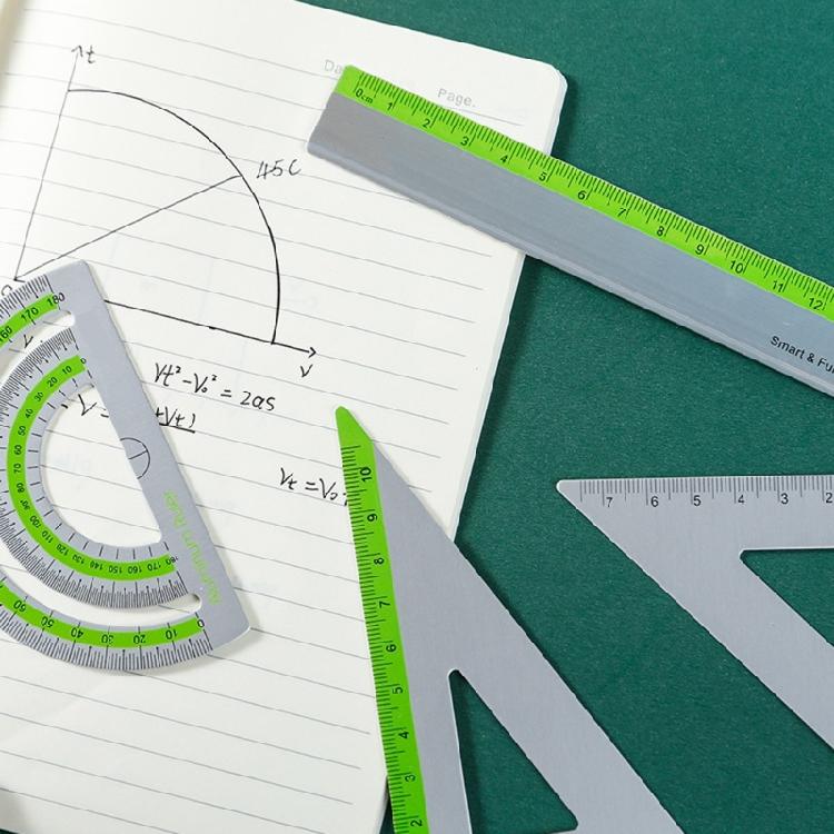 Complete Aluminum Ruler Pack with Rounded Corners Math Geometry Classroom Supplies Engineering Drawing Home Office Use