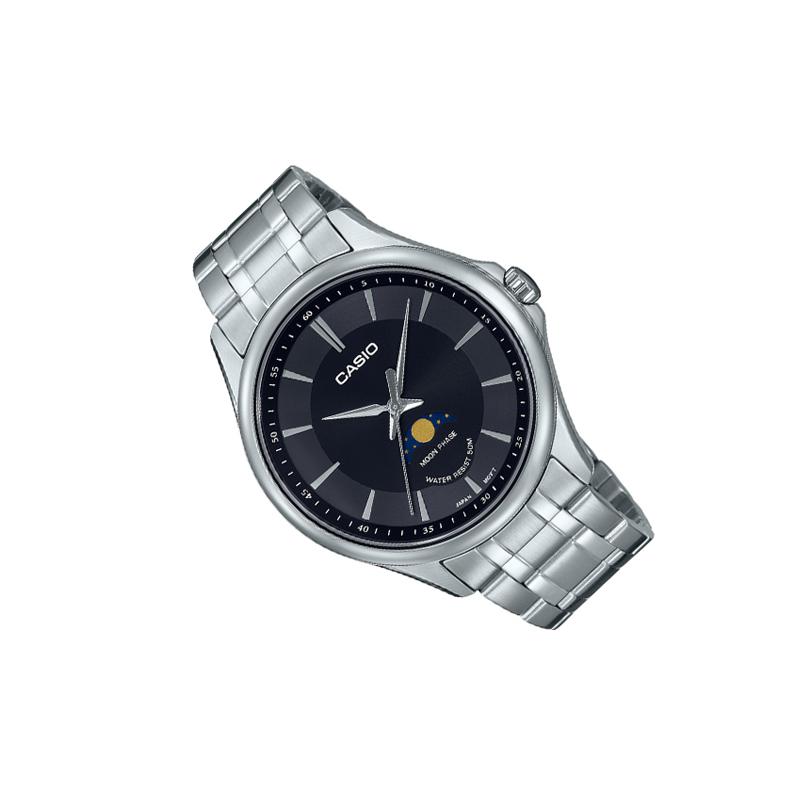 CASIO 50 meters waterproof Quartz Steel Strap 48.4*42.5*9.6mm men's watch black dial MTP-M100D-1A