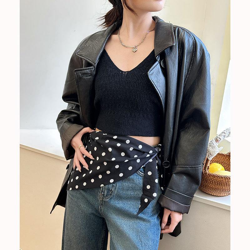 Wholesale Korean Retro Polka Dot Triangle Scarves Women Decorative Large Shawls Silk Autumn Versatile Temperament Accessories