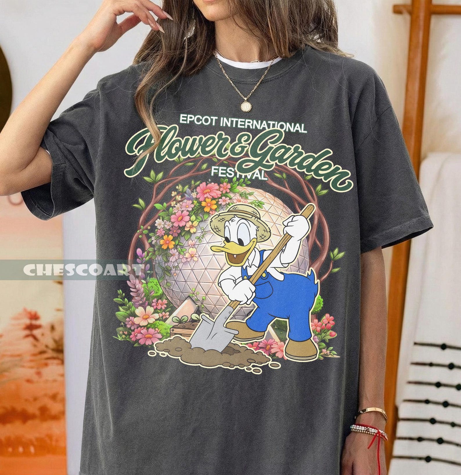 Donald Duck Flower And Garden Festival Shirt, Epcot Spring Disney Garden Lover Graphic Tee M
