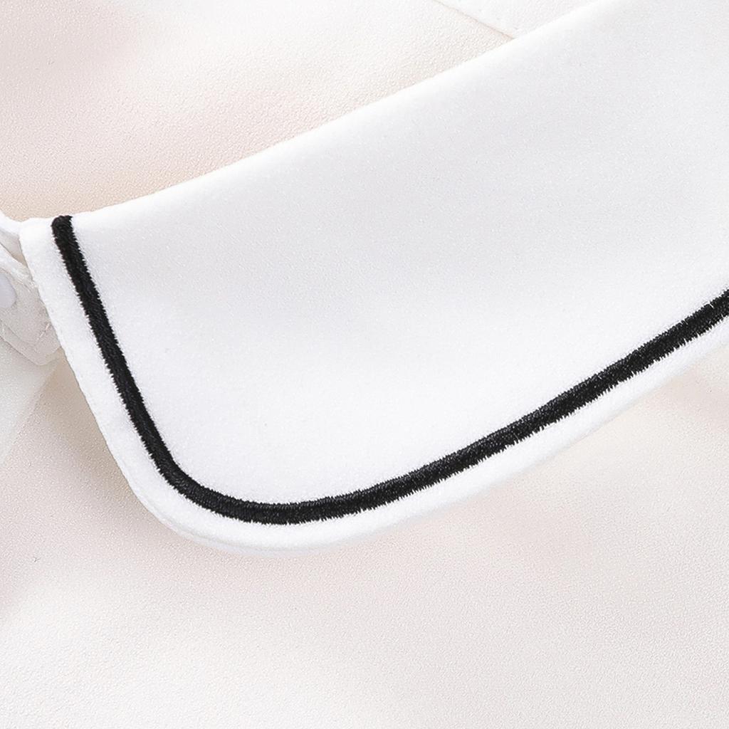 Women's Embroidered Contrasting Round Neck, Fashionable and Elegant Peter Lapel, Detachable and Versatile Chiffon Fake Collar