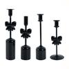 1PC Glass Halloween Bow Taper Candlesticks Elegant Table Centerpieces Tabletop Decor for Dinners Black Weddings 4 Styles