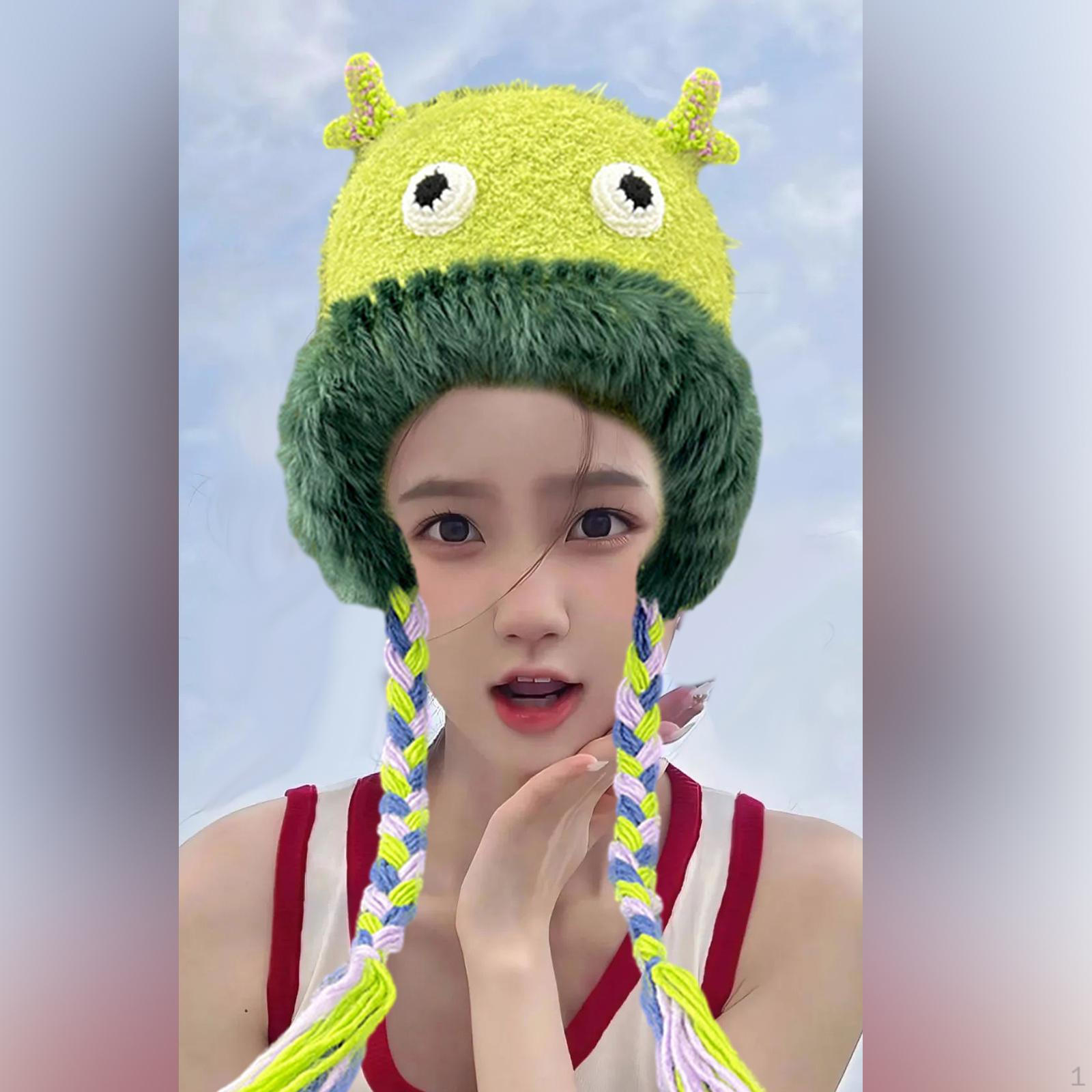 

Women Warm Hat Funny Costume Accessories Fashionable Ear Protective Ladies Bonnet for Travel зелений