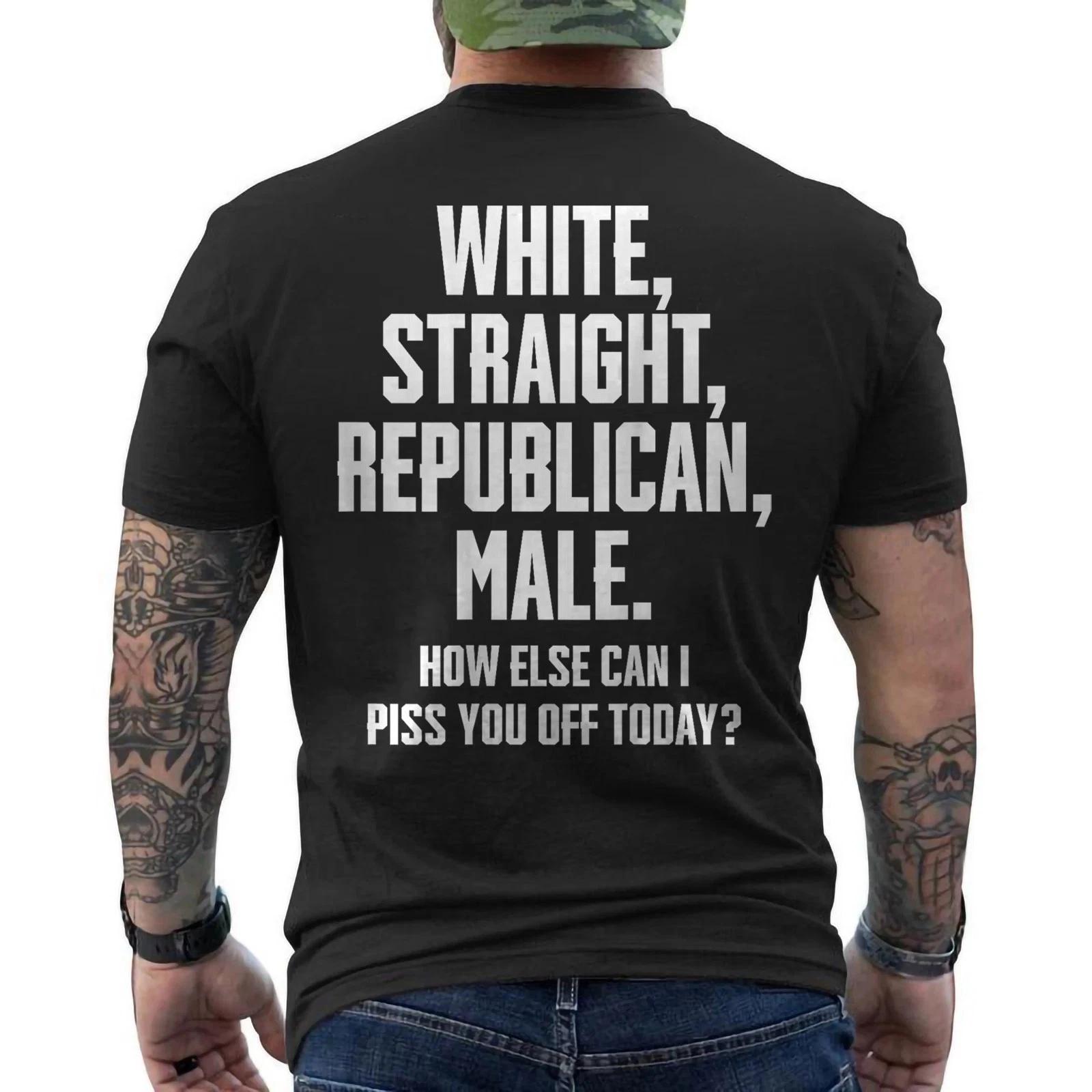 White, Straight, Republican, Male - Funny Republican ON BACK T-Shirt 2XL
