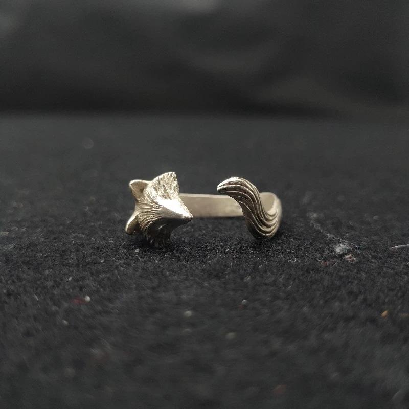 Simple Silver Fox Open Ring Ring Ring, Girl Girlfriend Animal Ring Jewelry Accessories