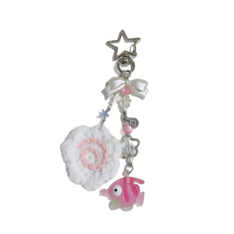 Kawaii Japanese Street Food Fish Cake Keychain Creative Food Keyring  Bag Pendant Y2K Girly Key Accessories