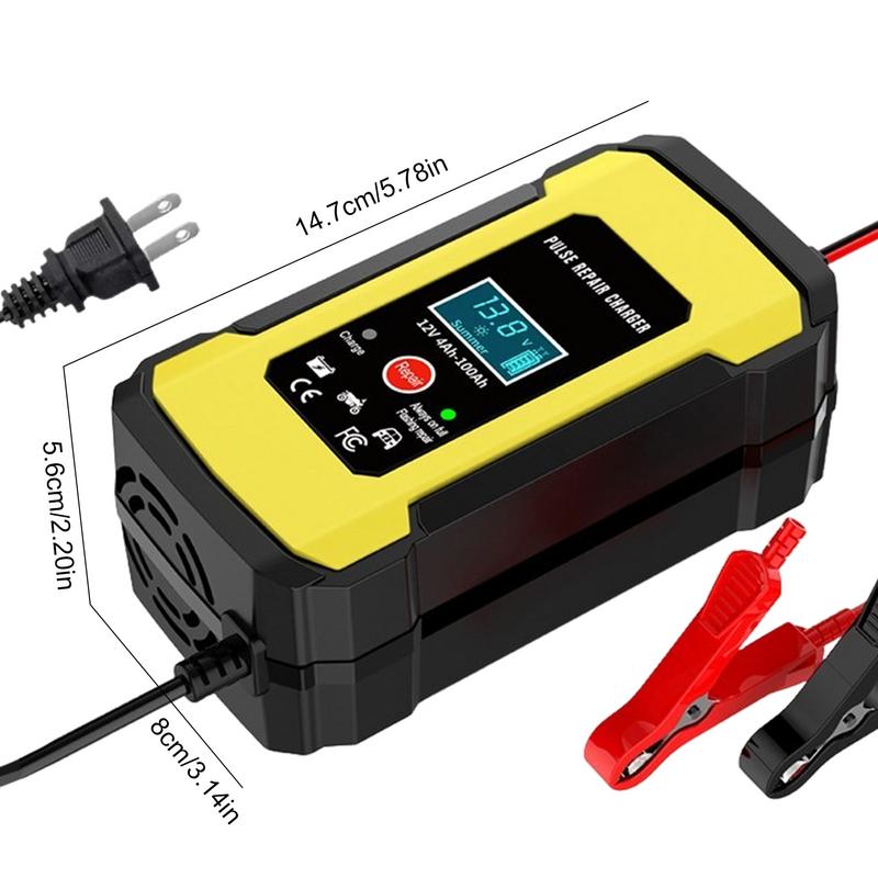 Caricabatterie di Riparazione per Batteria di Motocicletta 12V6A Caricabatterie Automatico di Riparazione per Batteria Auto 4Ah-100Ah Riparazione Batteria Automobilistica