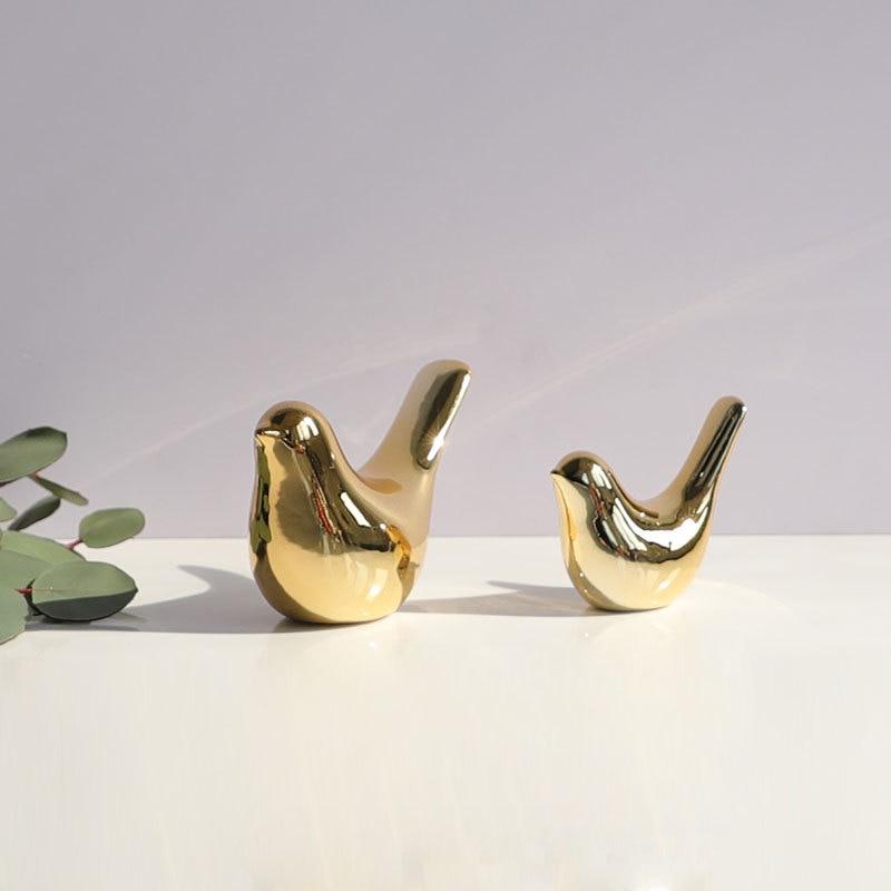 Bird Statues Home Decor Modern Style Gold Decorative Ornaments For Living Room Bedroom Office Desktop Cabinets