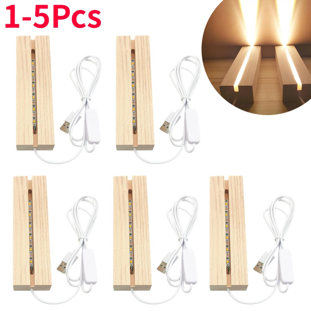 

Crystal Wooden LED Lights Display Base Stand Light Plate Base Warm Light Rectangle 3D DIY Night Light Base for Resin Art Decor