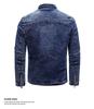 Męska kurtka jeansowa Slim Fit Elastic Denim z aksamitną podszewką - kołnierzyk typu stójka, modna odzież codzienna na jesień/zimę