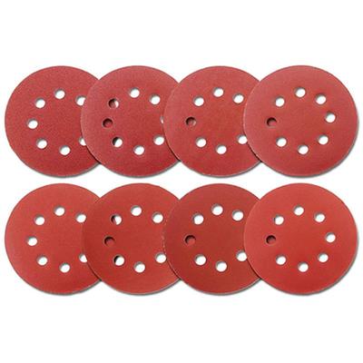 5-Inch 8-Hole Self-Adhesive Red Flocking Sandpaper Disc for Dry Grinding & Polishing (125mm)