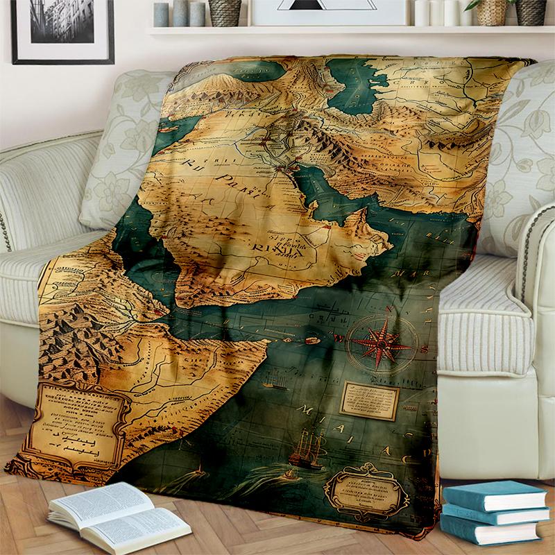 29 Style New Retro Marine Nautical Chart Compass Map Blanket,Soft Throw Blanket for Home Bedroom Bed Sofa Travel Office Cover