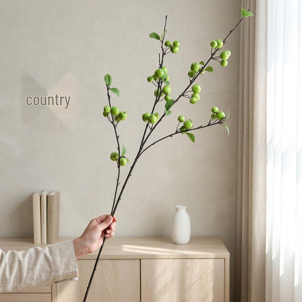 Luxurious Faux Green Apple Plant Branches: Fresh Home and Restaurant Decor Ornament