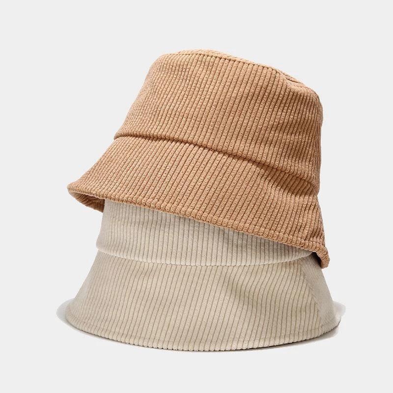 New Korean Joker Corduroy Women Bucket Hat Fashion Shading Couple Outdoor Panama Hats Unisex Travel Sunshade Fisherman Cap