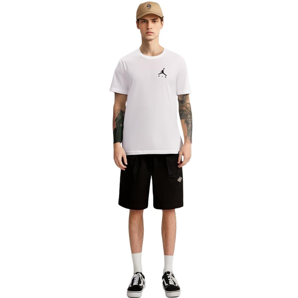 Jordan T Shirts Men's White Crew Neck Moderate Straight Fit DA6800-100