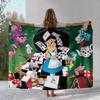 Alice In Wonderland Cartoon Cheshire Cat Flannel Blanket,Ultra Soft Warm Plush Throw for Home Bedroom Bed Sofa Cover Kid Gift