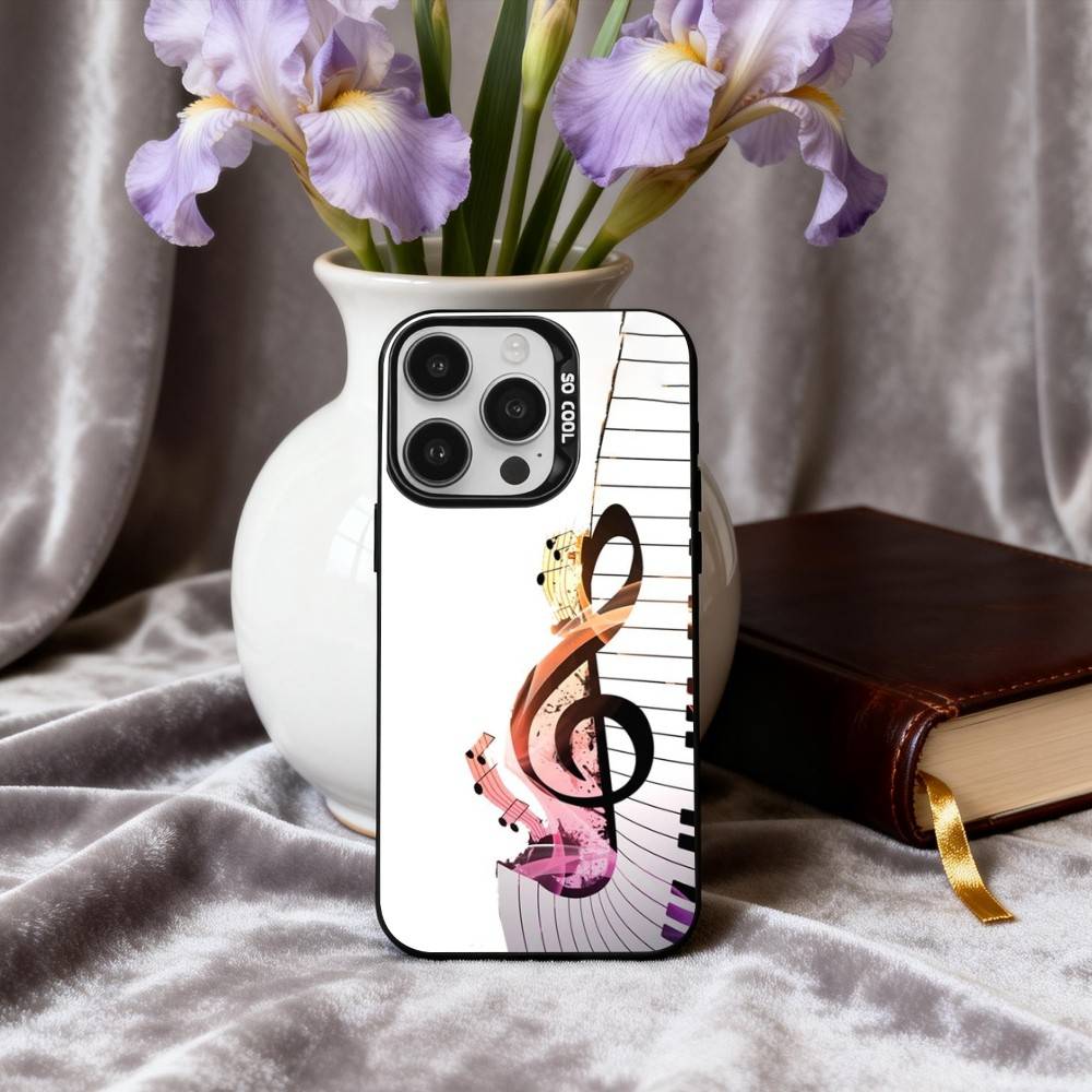 M-Music Art T-Treble Clef Phone Case For iPhone17,16,15,14,13,12,11 Plus,Pro Max Black Candy silver phone case