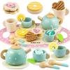 Colorful Wooden Ice Cream Shop Pretend Play Set For Kids With Realistic Tea Set Features