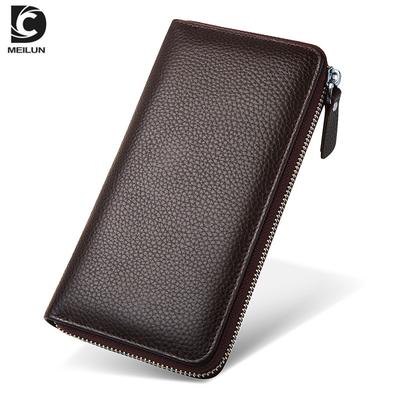 New Men's Wallet European and American Leather First Layer Cowhide Coin Purse Long Clutch Bag Business Gift Small Bag