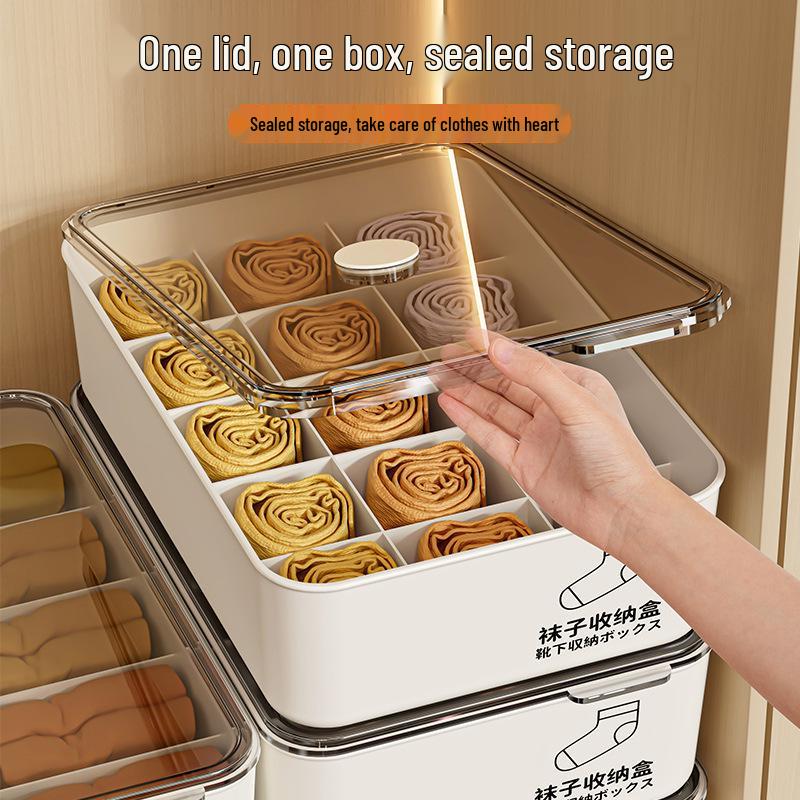 Three-in-One Underwear, Socks & Bras Organizer Box with Lid