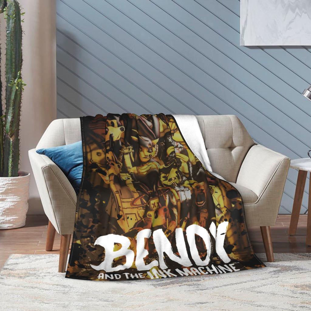 Bendys Horror Game Inked Machines Fashion Blanket Puzzle Fuzzy Funny Warm Throw Fashion Blanket for Home Spring Autumn Couch