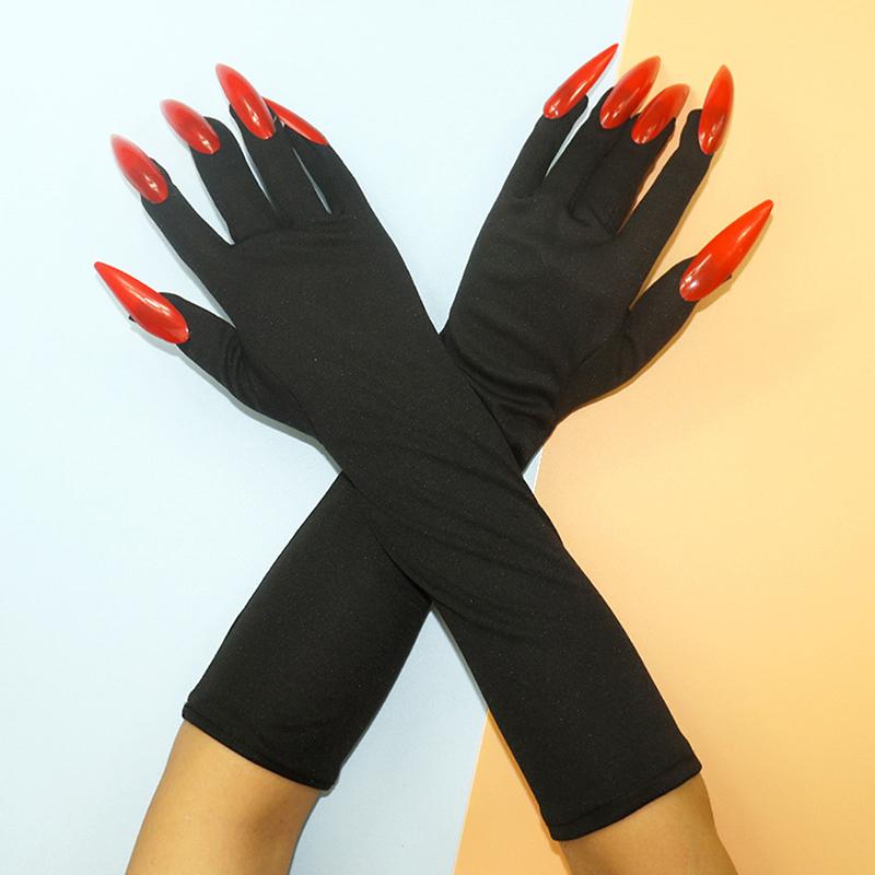 Halloween Gothic Long Nails Cosplay Gloves Funny Festival Cosplay Costume Party Scary Props Mittens With Claws Accessories as the picture