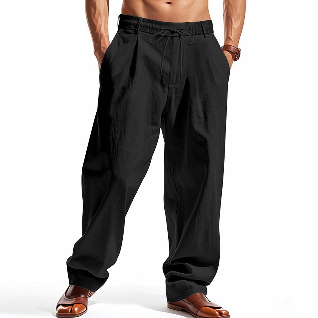 Men's Loose Linen Casual Minimalist Trendy Wide Leg Beach Sports Pants